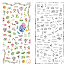 LY163-164 Thin 3D Flower And Words Nail Sticker