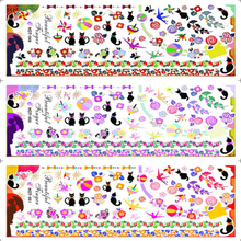 HOT049-051 Flower And Cat Water Nail Sticker