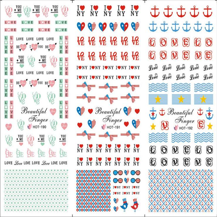HOT190-192 Love Water Nail Sticker