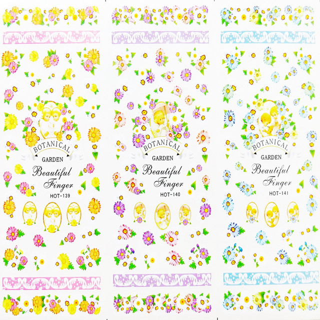 HOT139-141 Flower Water Nail Sticker
