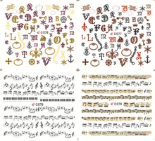 C076-079 Letters And Music Note Water Nail Sticker