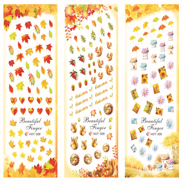 HOT328-330 Maple Leaf Water Nail Sticker