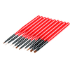 10pcs Red Handle Nail Drawing Brush Set