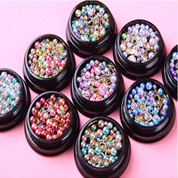 Mixed Size Nail Art Pearls Gradient Symphony Nail Art Decoration