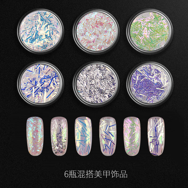 Nail Glitter Blue Light Lace Slice Nail Decoration for Nail Art