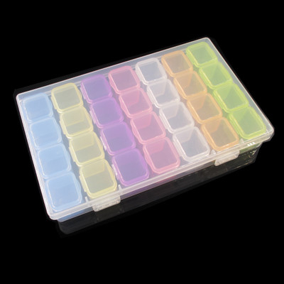 28 Slots Plastic Storage Box Nail Art Rhinestone Jewelry Container