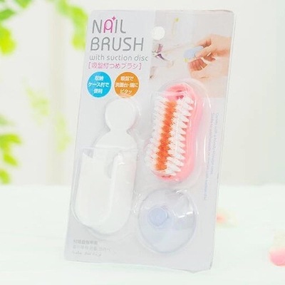 Hot Sales Mini Plastic Nail Cleaning Brush Set Nail Dust Brush with Suction Disc