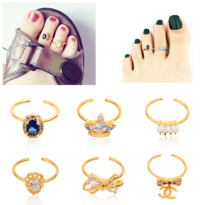 New Stylish Women Nail Toe Rings Crystal Rhinestone Decoration