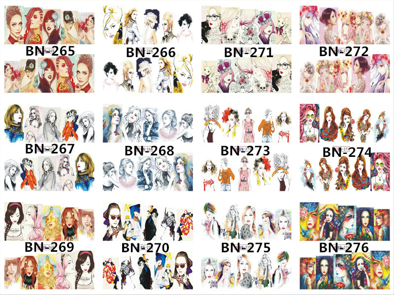 BN265-276 Character Water Nail Sticker