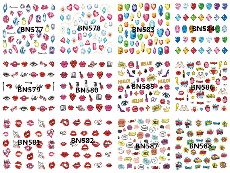 BN577-588 Fahion Water Nail Sticker