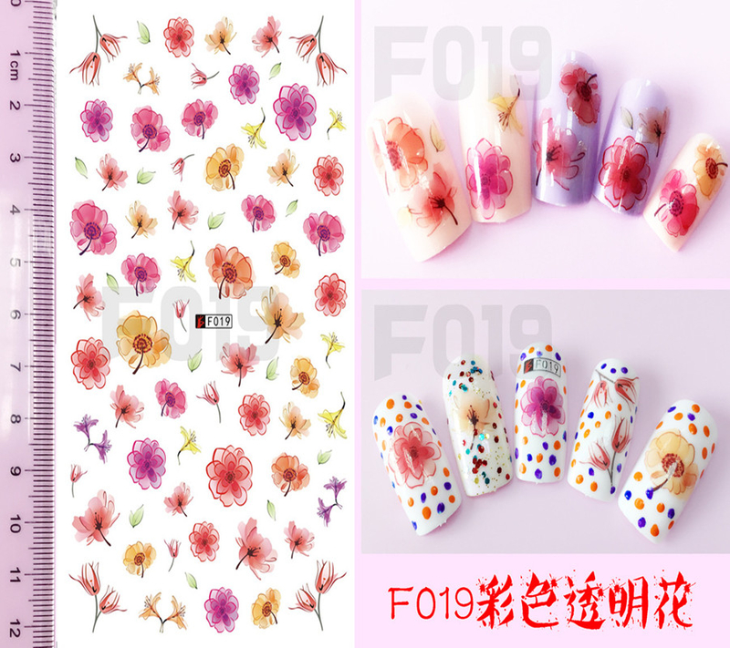F019 DIY Design 3D Self Adhesive Transparent Flower Nail Art Sticker