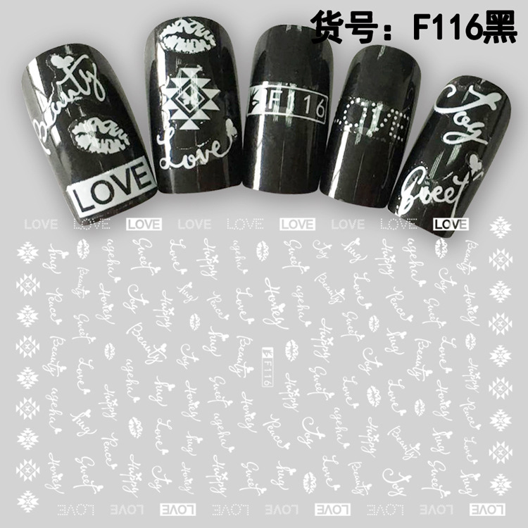 F116 DIY Design 3D Self Adhesive Words Nail Art Sticker
