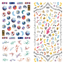 LY205-206 Thin 3D Planet And Music Nail Sticker