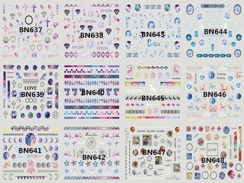 BN637-648 Water Nail Sticker