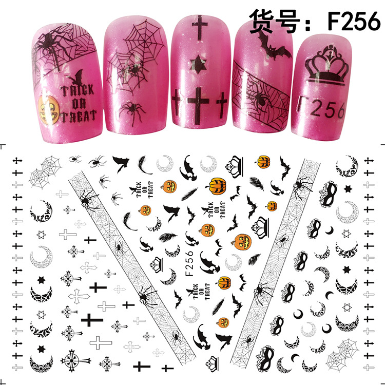 F256 DIY Design 3D Self Adhesive Halloween Nail Art Sticker