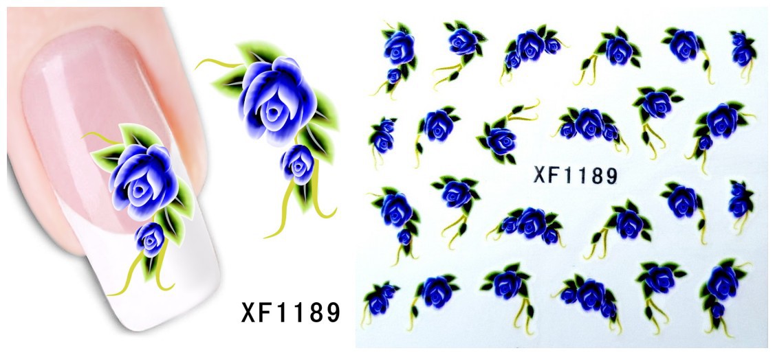 XF1187-1192 Flower Water Nail Sticker