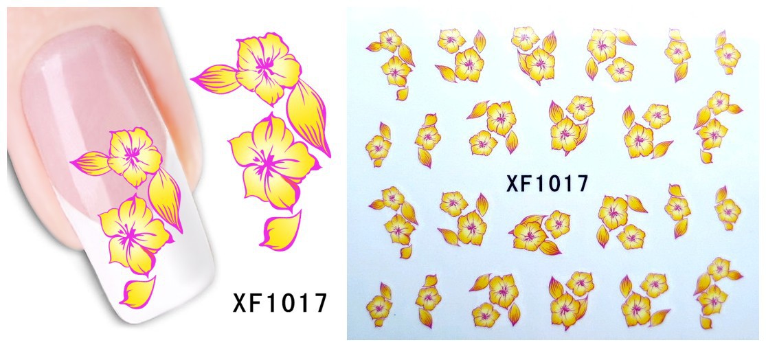 XF1013-1018 Flower Water Nail Sticker