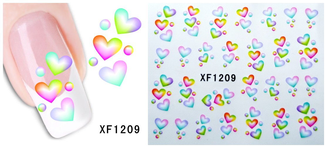 XF1205-1210 Animal And Heart Water Nail Sticker