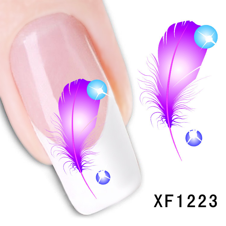 XF1223-1230 Feather Water Nail Sticker