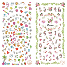 LY057-058 Thin 3D Vacation And Flower Nail Sticker
