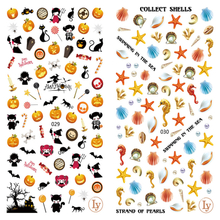 LY029-030 Thin 3D Halloween And Collect Shells Nail Sticker
