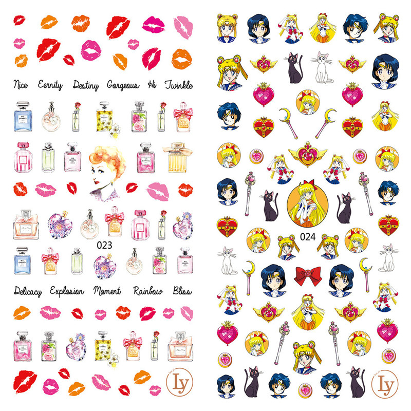 LY023-024 Thin 3D Beautiful Girl And Perfume Nail Sticker
