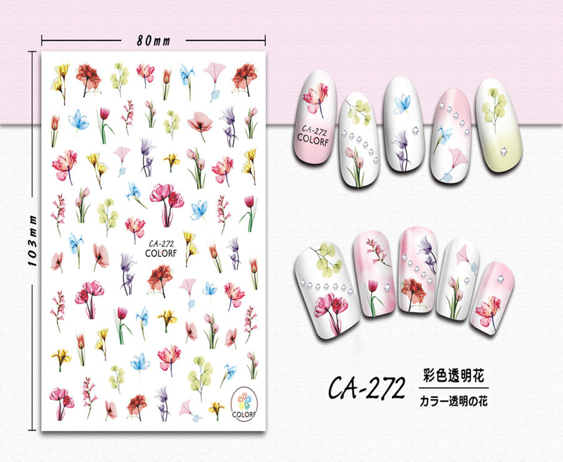CA-272 3D Colorful Flower Nail Sticker