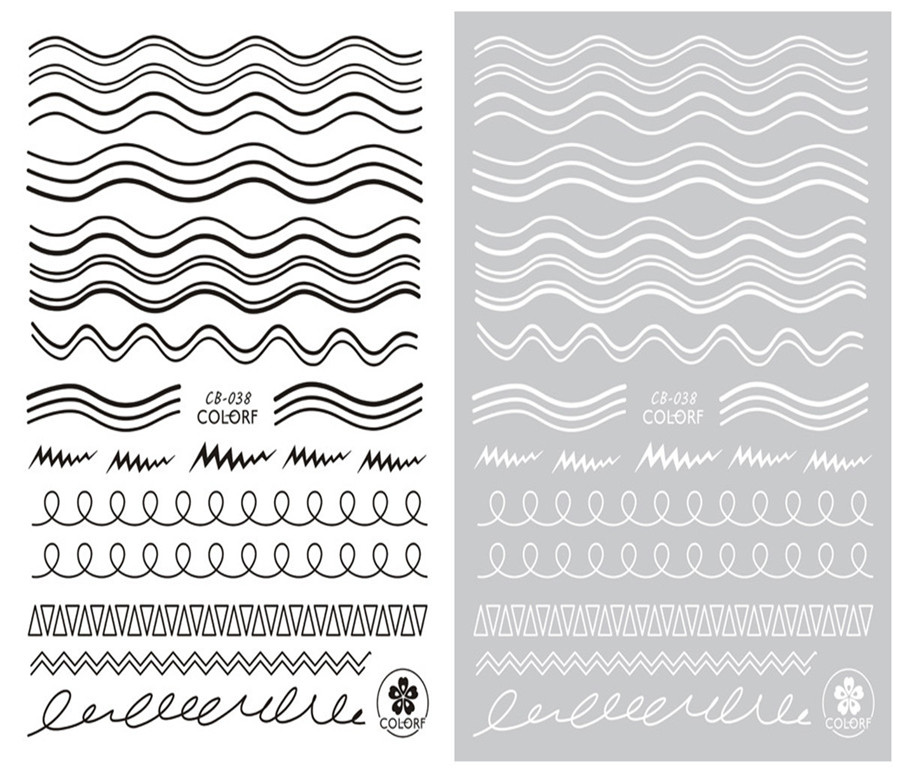 CB-038 3D Wave And Curve Shape Nail Art Sticker