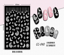 CC-040 3D White Transparent Star Moon Nail Sticker