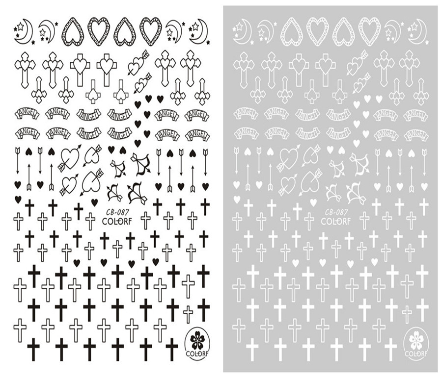 CB-087 3D Love Cross Nail Art Sticker