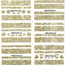 HBJY019-024 Gold Lace Nail Art Sticker 
