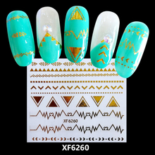 XF6260 3D Gold Metal Nail Art Sticker 