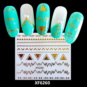 XF6260 3D Gold Metal Nail Art Sticker 
