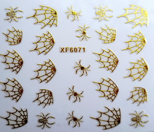 XF6067-6072 3D Gold Metal Nail Art Sticker 