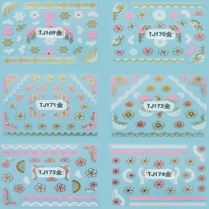TJ169-180 3D Gold Nail Art Sticker 