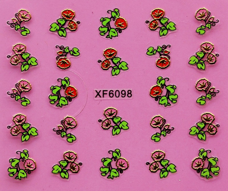 XF6094-6099 3D Gold Metal Nail Art Sticker 