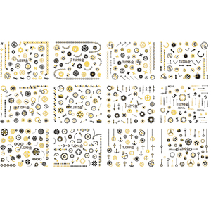 TJ289-300 3D Gold Gear Nail Art Sticker 