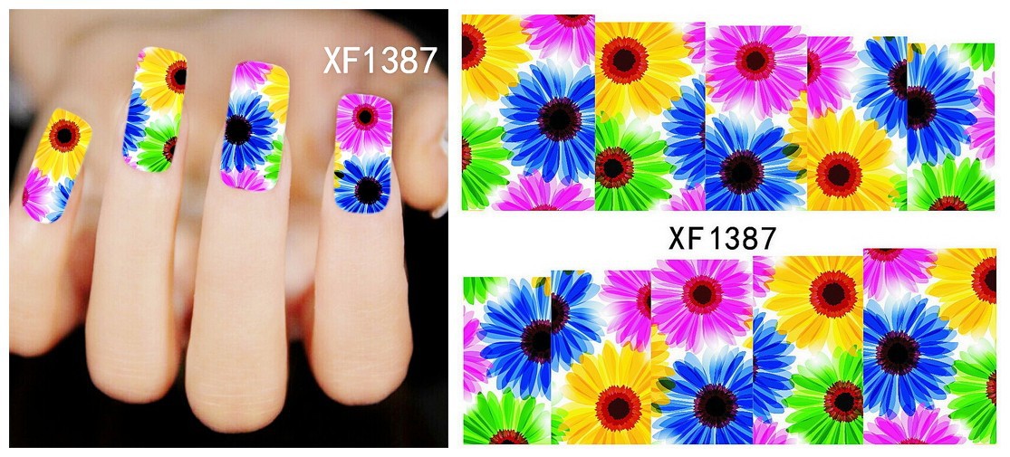 XF1384-1389 Flower Water Nail Sticker