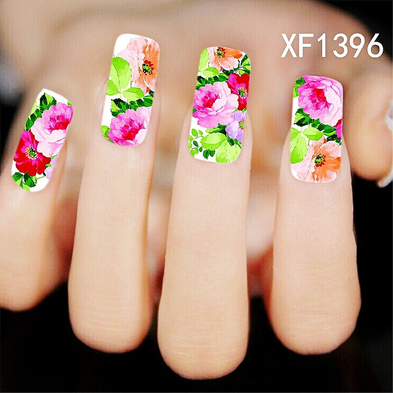 XF1396-1401 Watercolor Flower Water Nail Sticker