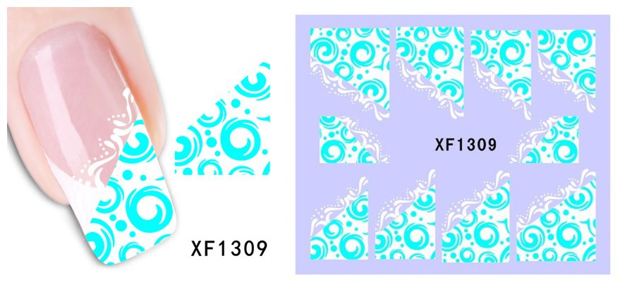 XF1307-1312 Lace Water Nail Sticker
