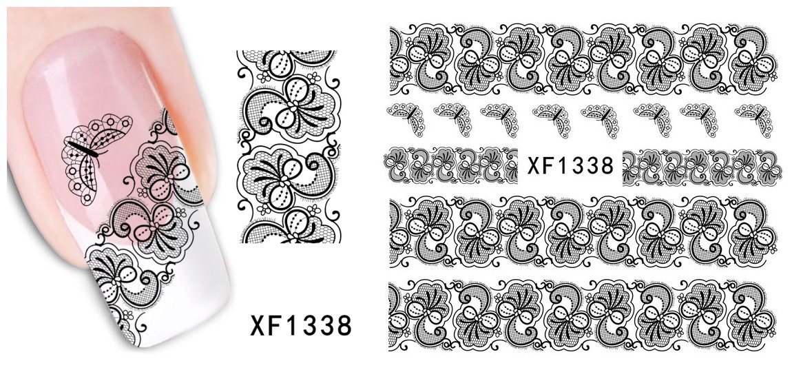 XF1337-1342 Lace Water Nail Sticker