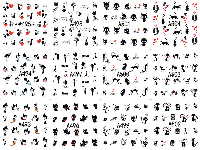 A493-504 Cat Water Nail Sticker