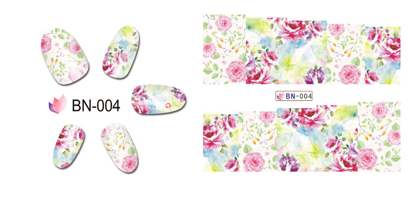 BN001-006 Flower Water Nail Sticker