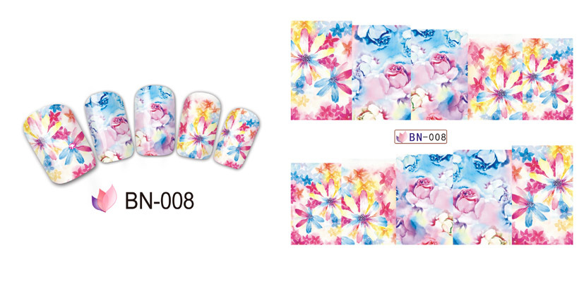 BN007-012 Flower Water Nail Sticker