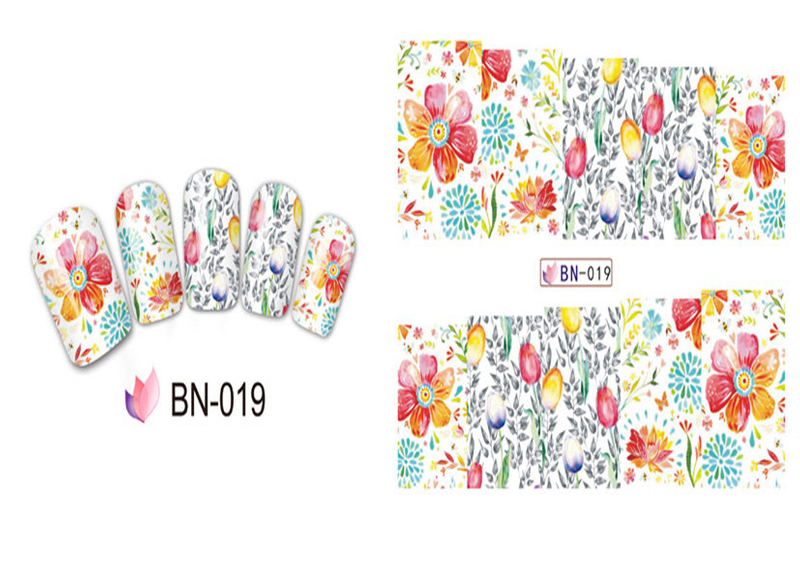 BN019-024 Flower Water Nail Sticker