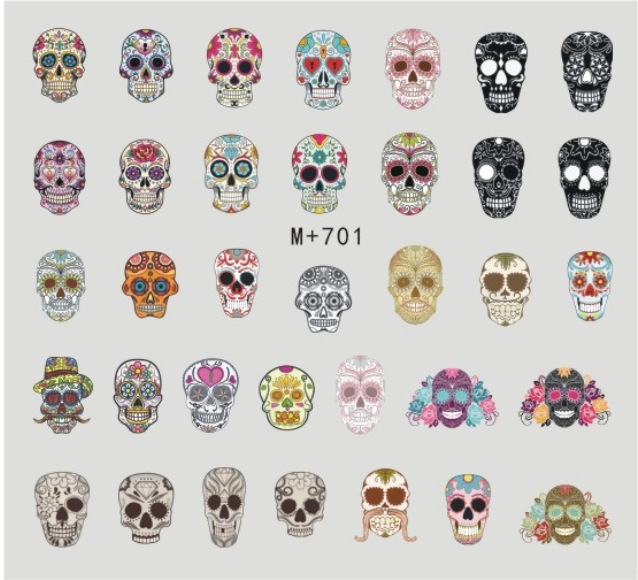 M+695-701 Skeleton Water Nail Sticker 