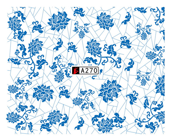 A265-270 Blue Flower Water Nail Sticker