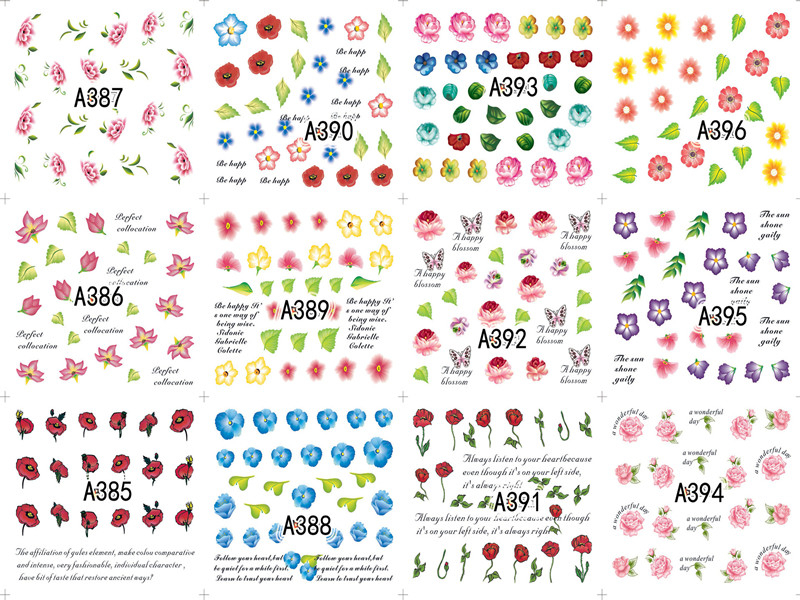 A385-396 Flower Water Nail Sticker