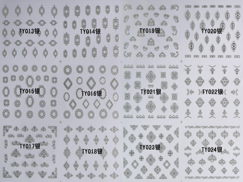TY013-024 3D Silver Nail Art Sticker 