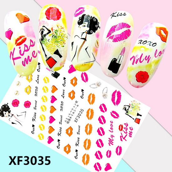 XF3035 3D Self Adhesive Lips Nail Sticker 